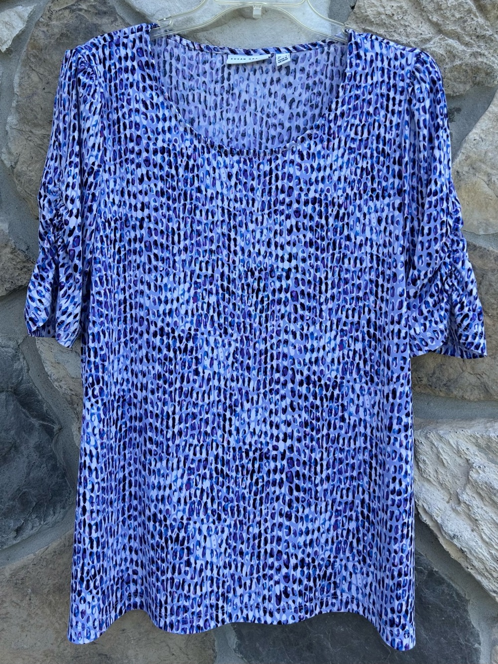 Susan Graver Liquid Knit Blouse Top Size M Artsy Elevated Basic Lightweight